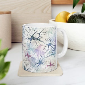 Neuroscience Mug 11 oz | Watercolor Neurons Mug, Brain Science Mug, Medical Gift for Neurologists, Pharmacists, Neuroscientists