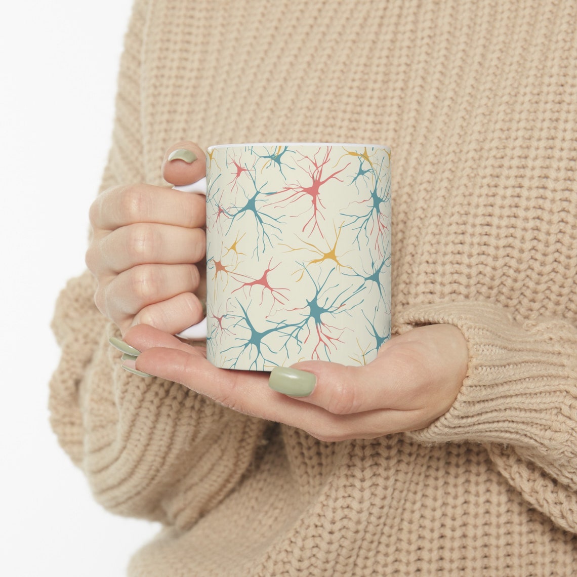 Minimalist Neuron Network Mug - Pastel Neuroscience Coffee Cup - Unique ...