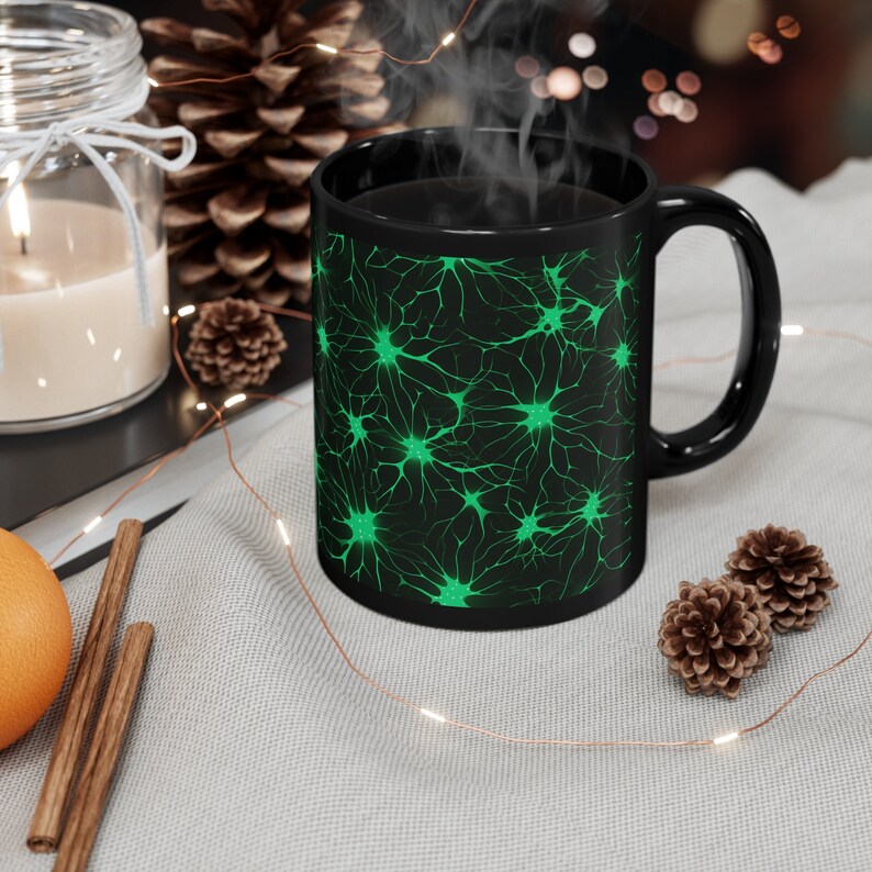 Emerald Green Brain Synapse Mug - Unique Ceramic Mug for Coffee, Tea, and Hot Chocolate Lovers | 11 oz | Graduation Neuroscience image 5