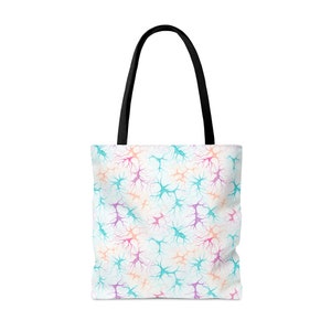 Tote Bag met Synapse-patroon - Unieke all-over print, duurzaam polyester, op wetenschap geïnspireerde strand- en stadstas afbeelding 9