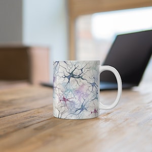11 oz Neuroscience Mug | Watercolor Neurons Mug, Brain Science Mug, Medical Gift for Neurologists, Pharmacists, Neuroscientists
