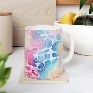 Neural Elegance Mug - Pastel Network Watercolor Art Cup 11oz