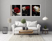 Bundle of 3 Digital Art Prints - Rose Minimalist Wall Art - Perfect for Mother's Day Gift and Home Decor - Instant Download - PNG Format