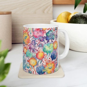 Taza colorida de células y neuronas - Regalo perfecto para estudiantes, biólogos, amantes de la ciencia y el arte