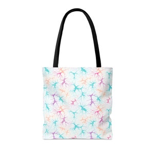 Tote Bag met Synapse-patroon - Unieke all-over print, duurzaam polyester, op wetenschap geïnspireerde strand- en stadstas afbeelding 1