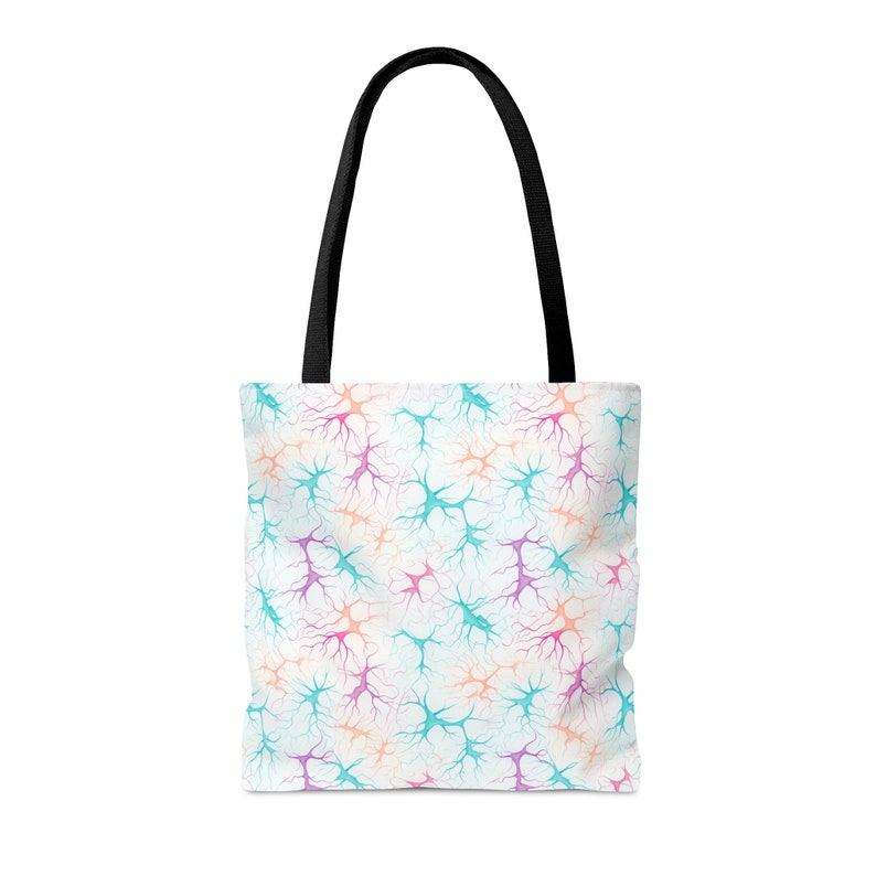 Tote Bag met Synapse-patroon - Unieke all-over print, duurzaam polyester, op wetenschap geïnspireerde strand- en stadstas afbeelding 1