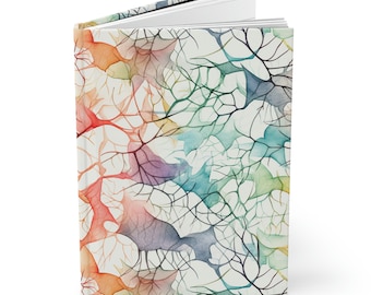 Brain Neurons Watercolor Hardcover Journal - 150 Lined Page - Diario para mentes creativas, estudiantes, neurocientíficos y amantes de la ciencia