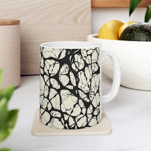 Neural Elegance Ceramic Mug - 11oz Artistic Neuron Design - Unique Science-Inspired Coffee Cup