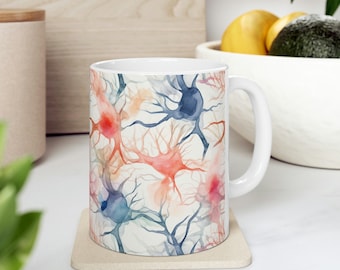 Watercolor Brain Synapse Mug for Neuroscience Enthusiasts - A Fusion of Science, Art, and Quality