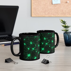Emerald Green Brain Synapse Mug - Unique Ceramic Mug for Coffee, Tea, and Hot Chocolate Lovers | 11 oz | Graduation Neuroscience image 1