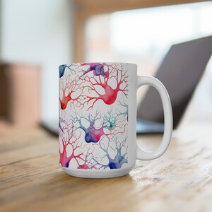15 oz Brain Neurons Watercolor Mug | Unique Gift for Science Lovers, Graduation, Neuroscientist, Med Students