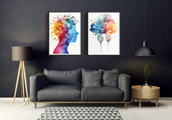 Positive Mindset Art Bundle: Watercolor Prints for Psychology Enthusiasts, Hope and Positivity Art, Stress Management, Therapy Office Decor