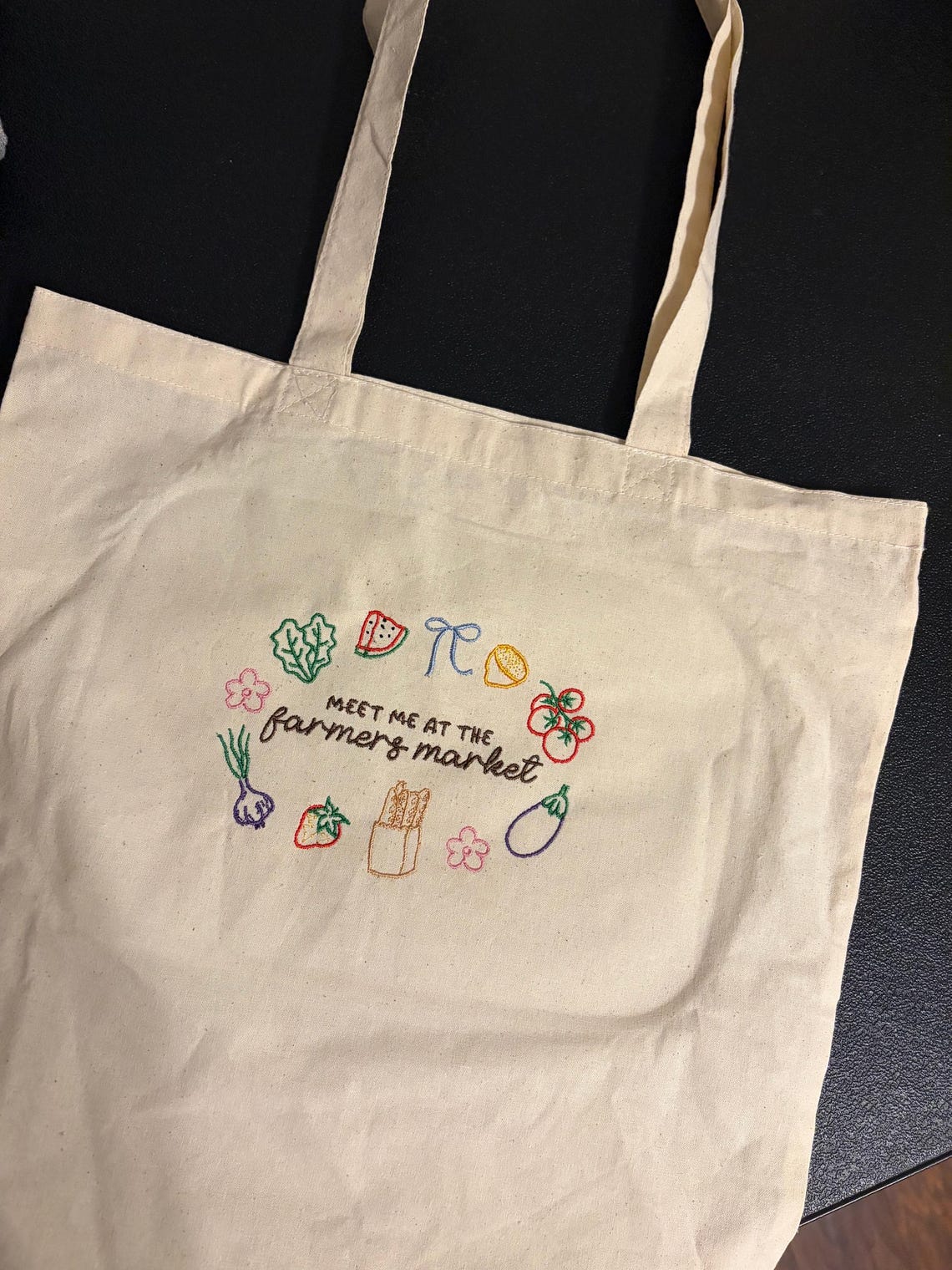 Meet Me at the Farmers Market Embroidered Tote Bag, Produce, Veggies ...