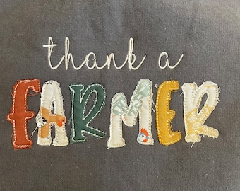 Thank a farmer appliqué embroidered sweatshirt, farmer, farm life, embroidery, gifts for her
