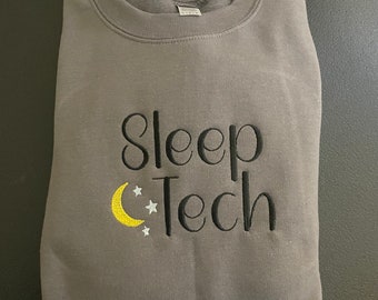 Sleep Tech Embroidered Sweatshirt, Gifts for Her, Gifts for Him, Sleep technologist, Sweatshirt, moon, stars, polysomnographic technologist