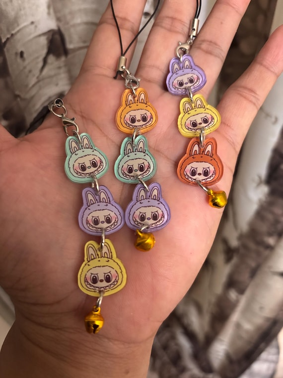 Labubu Monster Head Lucky Stacked Keychain Bag Charm Phone