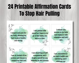 24 Printable Affirmation Cards to Stop Hair Pulling