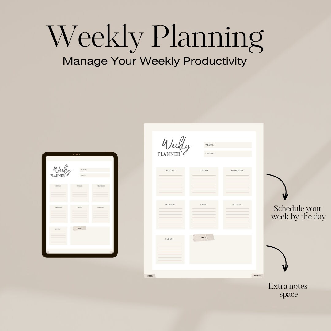 Undated Goodnotes Template, Digital Planner, Daily, Weekly, Monthly ...