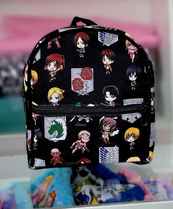 ATK ON TYTN Anime Chibi Collage Black Mini Backpack brand New Etsy
