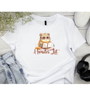 Hamster Lit Unisex Heavy Cotton Tee Cute Animal Lover Bookworm Teeshirt
