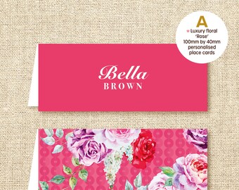 Naamkaartjes (Rose) - Luxe gevouwen kaarten voor uw trouwtafels, keuze uit 8 ontwerpen.
