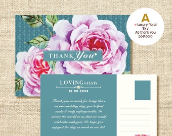 Cartes postales de remerciement (Ciel) : elles peuvent inclure une photo de votre mariage, pour une touche plus personnelle. 6 modèles au choix.