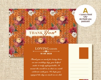 Bedankkaarten (Lily) - De achterkant is ongecoat, zodat u de namen en adressen van uw gasten kunt schrijven. 6 ontwerpen om uit te kiezen.