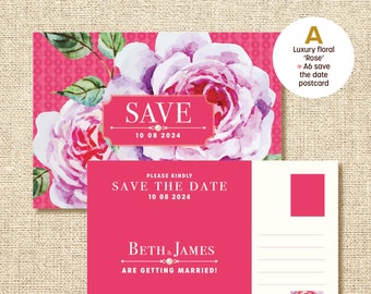 Save the date ansichtkaarten (Rose) - De achterkant is ongecoat, zodat u de namen en adressen van uw gasten persoonlijk met de hand kunt schrijven.