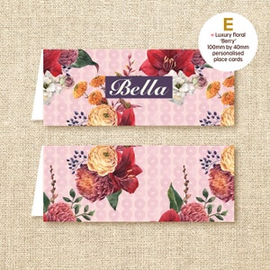 Nombres de lugares de boda / Tarjetas de nombre de lugar de mesa de boda / Decoración mínima de mesa de boda / Configuración de lugar floral de mesa de boda / Plan de asientos