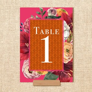 Números de mesa de boda, Números de mesa, Tarjetas de boda florales, Números, Plan del día