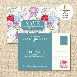 Hochzeit Save the Date Karte | Blumen Save the Date | Save the Date Postkarten | Luxus Hochzeitspapeterie