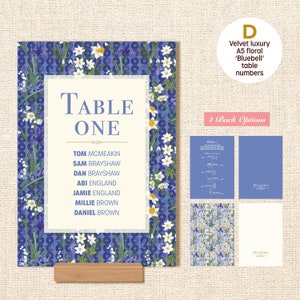 Tafelnummers bruiloft | Tabelnummers | Bloemen trouwkaarten | Cijfers | Plan van de dag | Kaart met zachte fluwelen textuur
