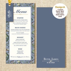 Zimowe Menu Weselne z imiennymi etykietami | Menu Bożonarodzeniowe | Menu Osobiste | Kwiatowe Menu Weselne