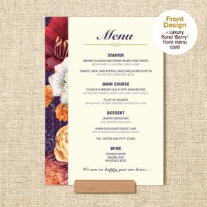Menu de mariage | Menu de mariage floral | Carte des roses | Menu de mariage floral