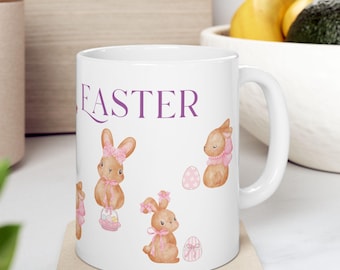 Coquette Easter Bunny Ceramic Mug: Whimsical Easter Gift