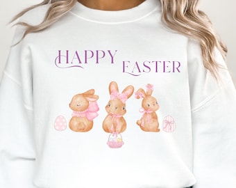 Coquette Easter Bunny Sweatshirt, Cute Easter Sweatshirt, Easter Outfit, Easter Decoration, Easter Holiday, Easter, Coquette Easter, Gift