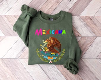 Mexicana Crewneck Sweatshirt, Mexico Pride T Shirt, Mexican Coat of Arms, Mexican Seal Emblem, Mexico National Flag Shirt, Mexican Pride