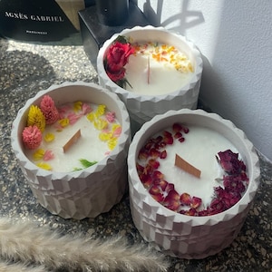 Aroma Candle in handmade gypsum candlestick-Candle in a glass-Container candle-Plaster candlestick-Handmade - Home Design - Eco friendly