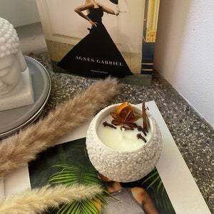 Aroma Candle in Handmade Gypsum Candlestick-Candle in Glass Container-Candle-Gypsum Candlestick-Handmade - Home Design - Eco-Friendly