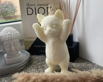 Grande bougie chat doux - Bougie en forme - Bougie sculpture - Cadeau - Décoration d&#39;intérieur - Cire de soja - Fait main - Décoration d&#39;intérieur - Respectueux de l&#39;environnement