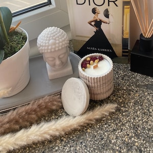 Aroma Candle in handmade gypsum candlestick-Candle in a glass-Container candle-Plaster candlestick-Handmade - Home Design - Eco friendly