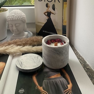 Aroma Candle in handmade gypsum candlestick-Candle in a glass-Container candle-Plaster candlestick-Handmade - Home Design - Eco friendly