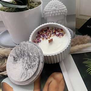 Aroma Candle in handmade gypsum candlestick-Candle in a glass-Container candle-Plaster candlestick-Handmade - Home Design - Eco friendly