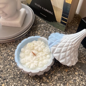 Aroma Candle in handmade gypsum candlestick-Candle in a glass-Container candle-Plaster candlestick-Handmade - Home Design - Eco friendly