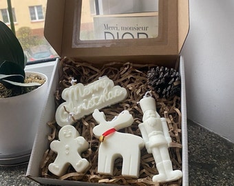 Unique gift set - &quot; Christmas Box &quot; - Christmas Decor - Shaped Candle - Sculpture Candle -  Christmas miracle - Interior decoration - eco