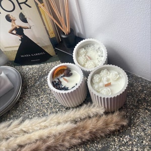 Aroma Candle in handmade gypsum candlestick-Candle in a glass-Container candle-Plaster candlestick-Handmade - Home Design - Eco friendly