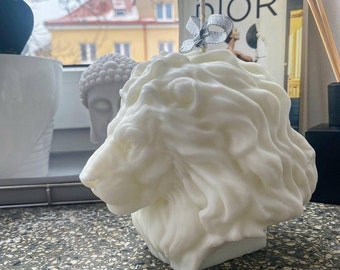 Grande bougie tête de lion - Bougie de soja - Bougie en forme - Bougie sculpture - Cadeau - Décoration d&#39;intérieur - Cire de soja - Fait main - Décoration d&#39;intérieur - Respectueux de l&#39;environnement