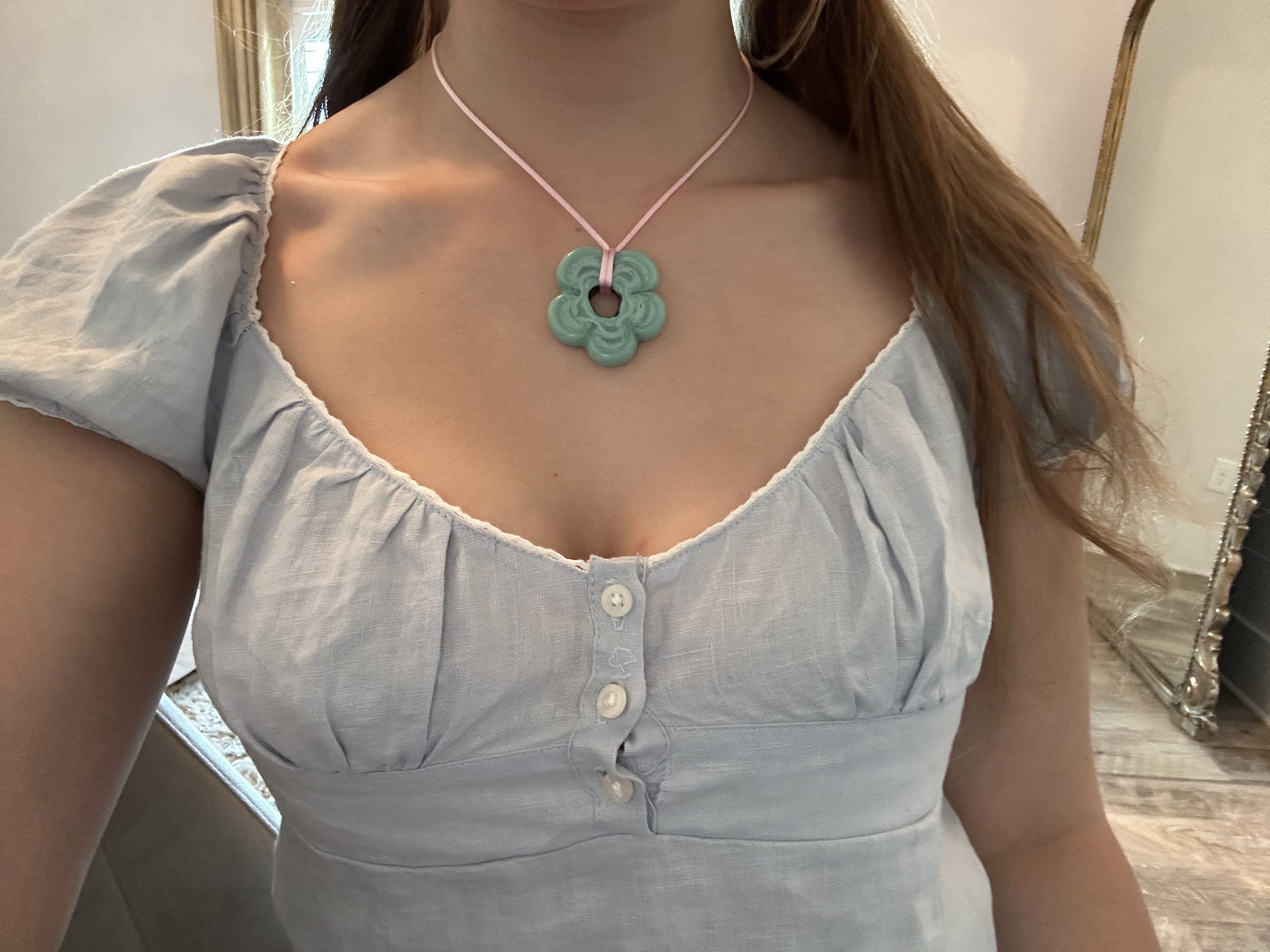 Chunky Glass Flower Pendant Necklace Etsy