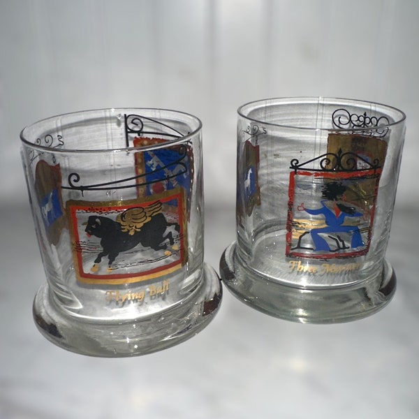 Vintage Scotch Glasses | White Horse Cellar | whiskey glasses | Vintage Barware | Midcentury Home