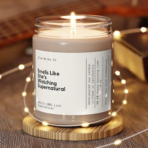 Smells like Shes Watching Supernatural Candle, Dean Winchester, gift for her, soy candle, merch, gift